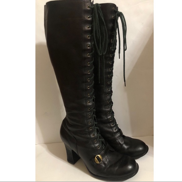 clarks lace up knee high boots